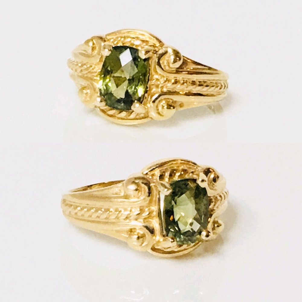 Large 14k Gold Green Tourmaline Ring - Picture 2 of 8